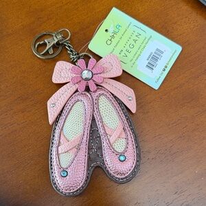 Chala Pink Ballet Slipper Keychain / change purse Charm with Flower Accent